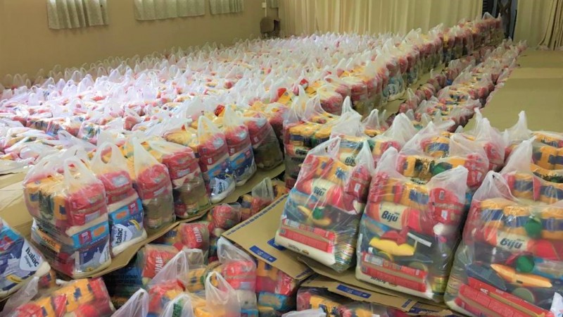 Foram distribuídas mais de 224 toneladas de mantimentos em 9,3 mil cestas básicas nesta quarta-feira (29)
