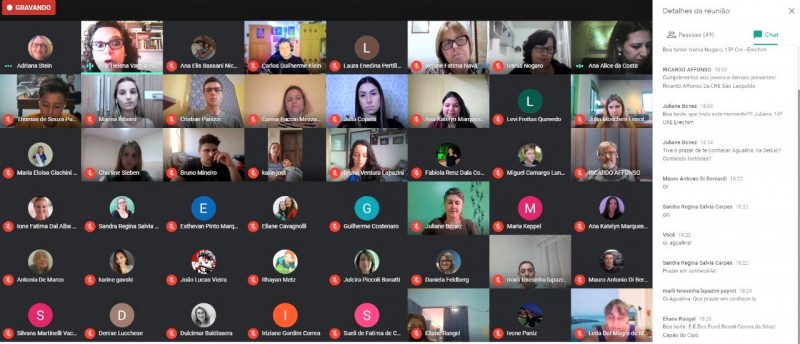 No dia 11, a roda de conversa, realizada por meio da plataforma Google Meet, reuniu cerca de 50 pessoas