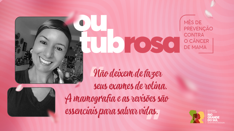 Card alusivo ao Outubro Rosa, mês de prevenção contra o câncer de mama. 