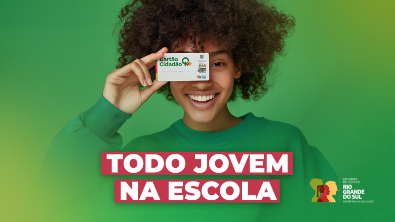 Card em tons verdes sobre o Todo Jovem na Escola